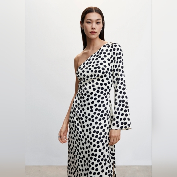 Mango Polka-dot asymmetrical dress Small - Picture 6 of 6